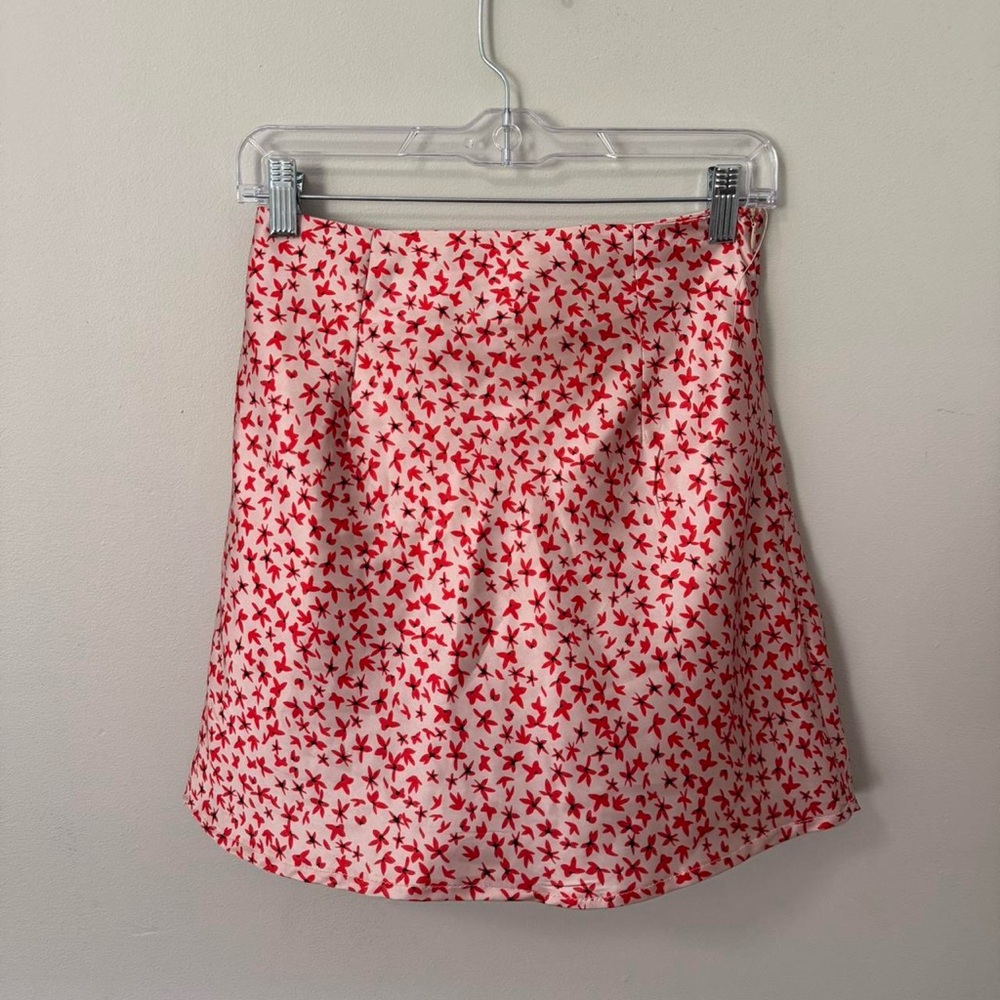 Red and White Floral Skirt